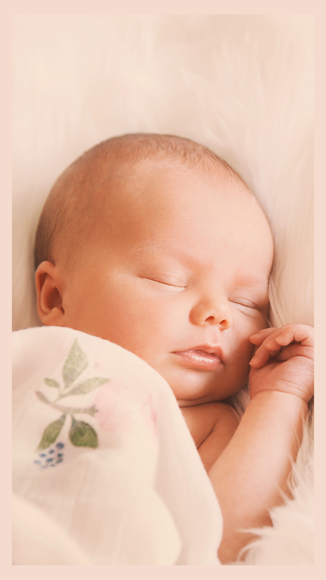 Baby sleeping comfortably, Atluxe blanket and swaddles.