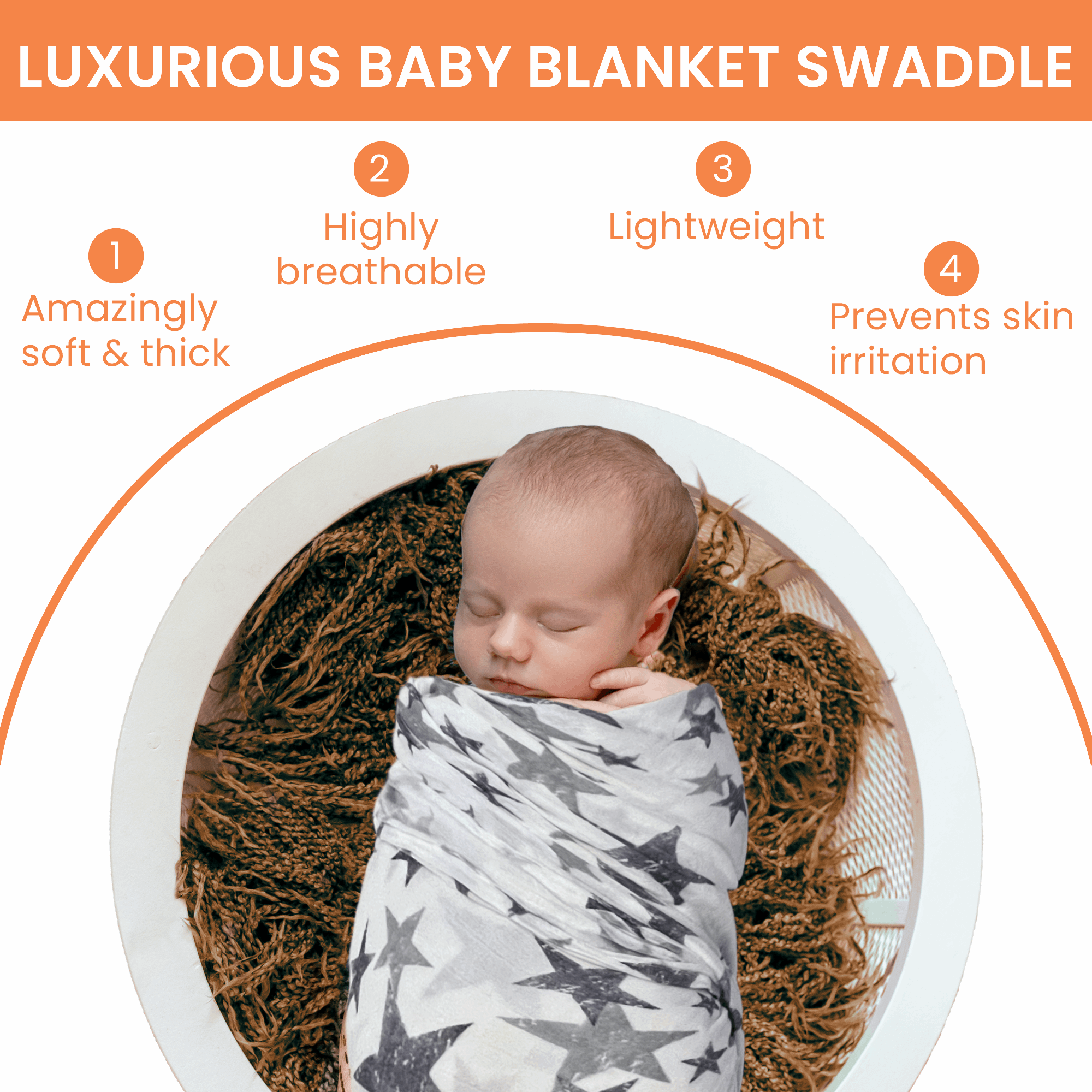 Premium Baby Swaddle Blanket for Boys and Girls - 70% Viscose Made from Bamboo, 30% Cotton - 47x47 Inches - 2 Pack- Gray