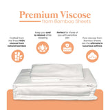 Premium Viscose Bamboo Sheet Set. WHITE,  4 Piece Set, Silky Feeling and Exquisitely Soft, 18- Inch- Deep Pockets