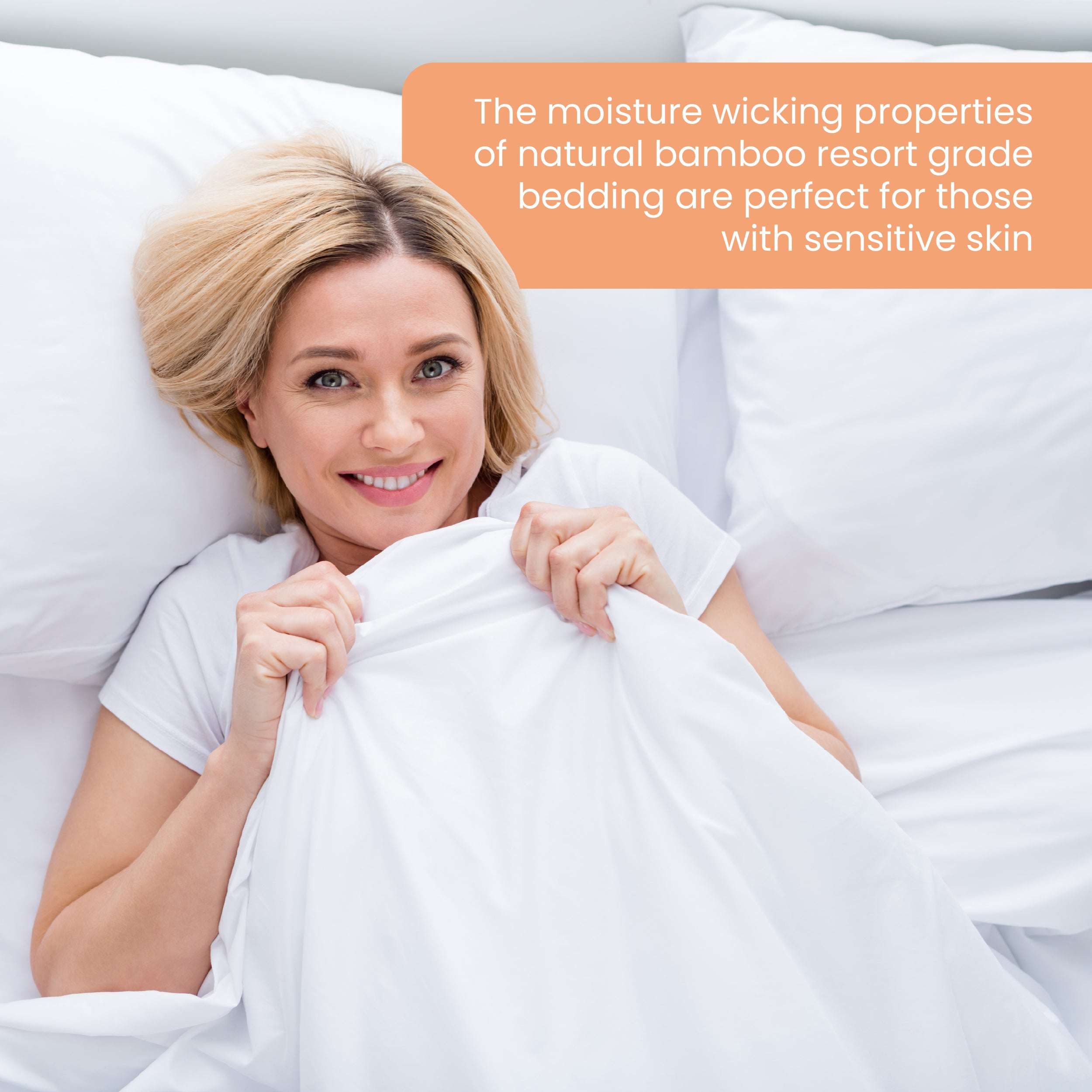 Premium Viscose Bamboo Sheet Set. WHITE, 4 Piece Set, Silky Feeling and Exquisitely Soft, 18- Inch- Deep Pockets