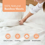 Premium Viscose Bamboo Sheet Set. WHITE,  4 Piece Set, Silky Feeling and Exquisitely Soft, 18- Inch- Deep Pockets