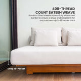 Premium Viscose Bamboo Sheet Set. WHITE,  4 Piece Set, Silky Feeling and Exquisitely Soft, 18- Inch- Deep Pockets