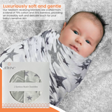 Premium Baby Swaddle Blanket for Boys and Girls - 70% Viscose Made from Bamboo, 30% Cotton - 47x47 Inches - 2 Pack- Gray