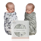 Premium Baby Swaddle Blanket for Boys and Girls - 70% Viscose Made from Bamboo, 30% Cotton - 47x47 Inches - 2 Pack- Gray